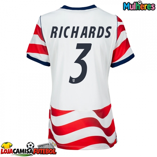 Camisa de Futebol Estados Unidos Chris Richards #3 Equipamento Principal Mulheres Mundo 2026 Manga Curta